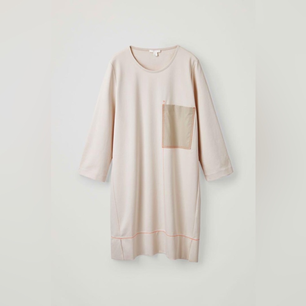 COS contrast stitch dress Light Beige with Orange Stitching Size Extra Small - Picture 10 of 16